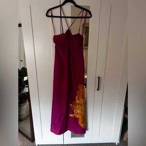 Express dress with flower great for spring and summer dress satin material